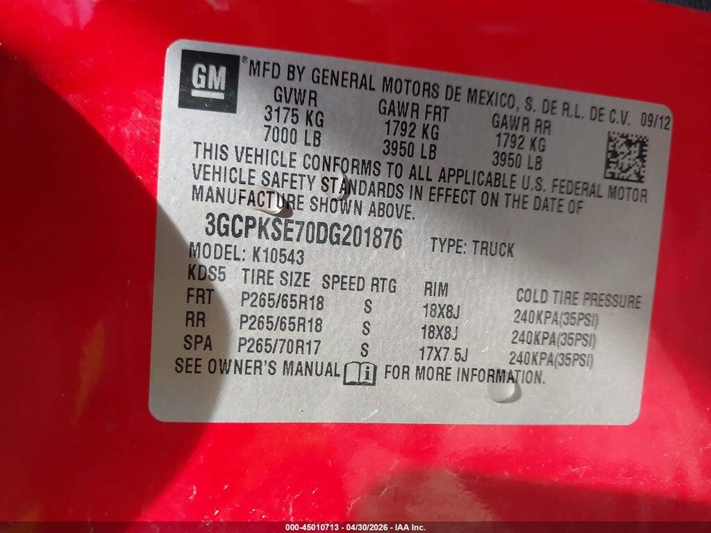 3GCPKSE70DG201876 2013 CHEVROLET SILVERADO 1500 photo no. 9