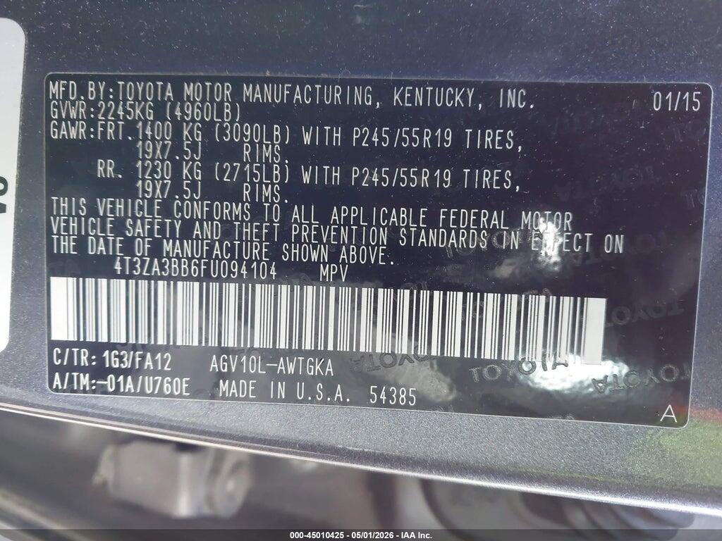 4T3ZA3BB6FU094104 2015 TOYOTA VENZA photo no. 9