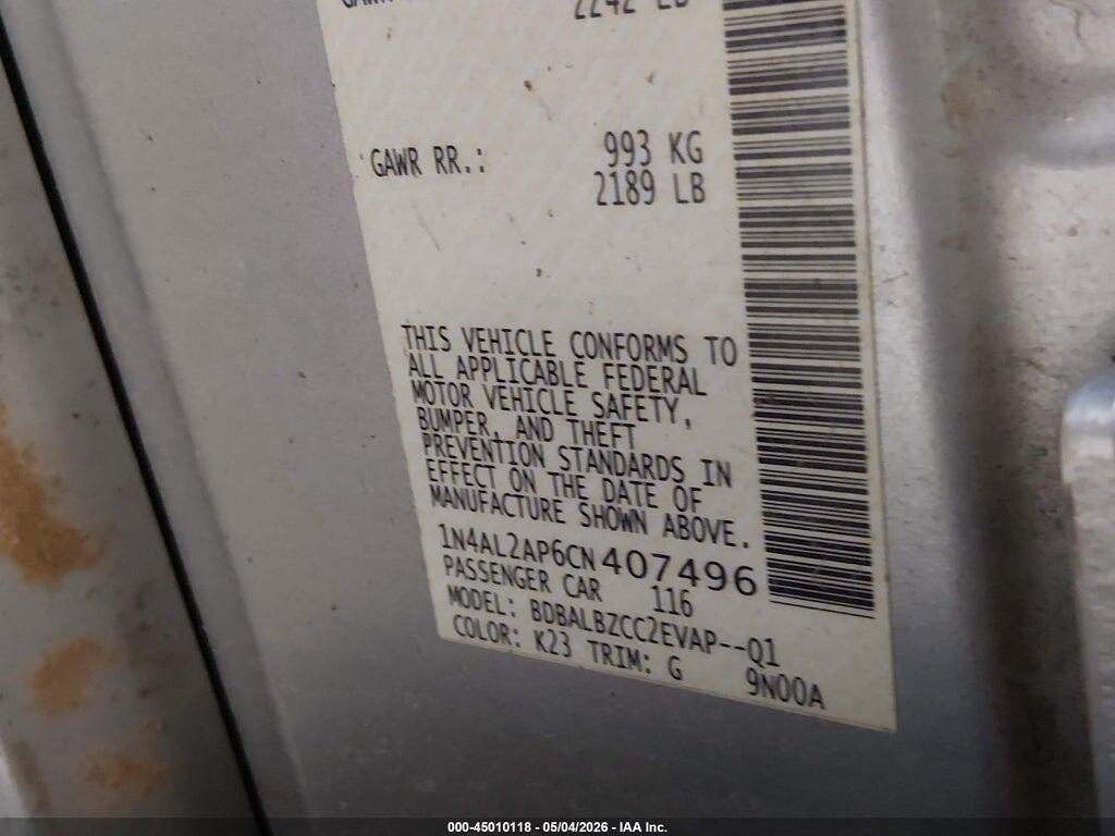 1N4AL2AP6CN407496 2012 NISSAN ALTIMA photo no. 9