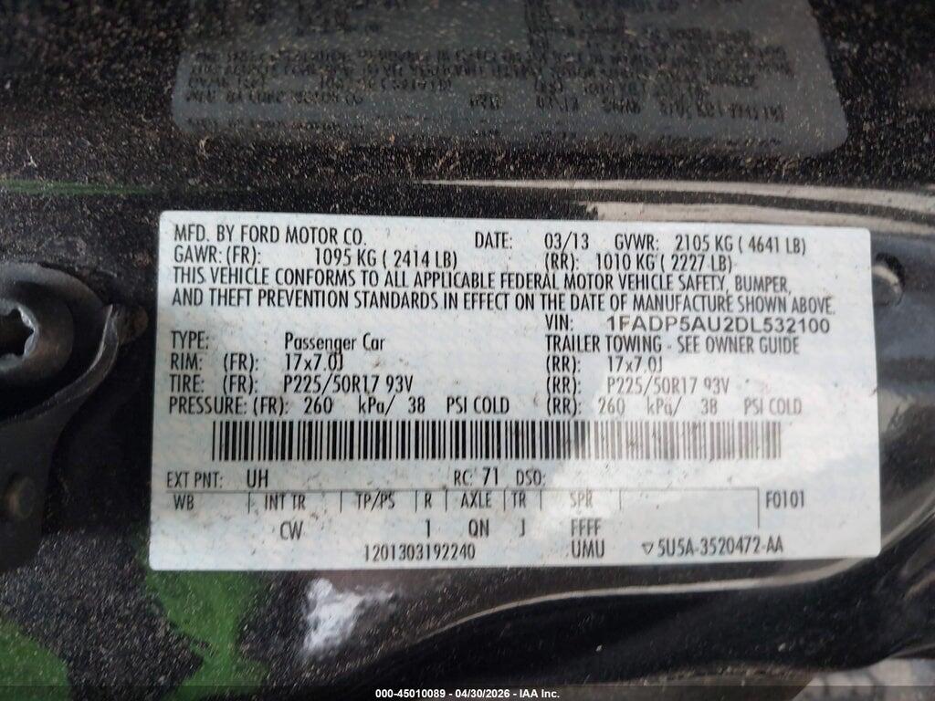 1FADP5AU2DL532100 2013 FORD C-MAX HYBRID photo no. 9