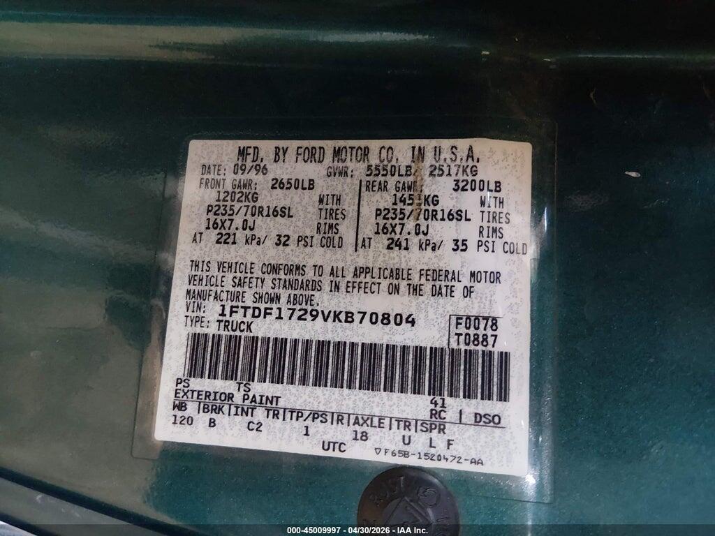 1FTDF1729VKB70804 1997 FORD F-150 photo no. 9