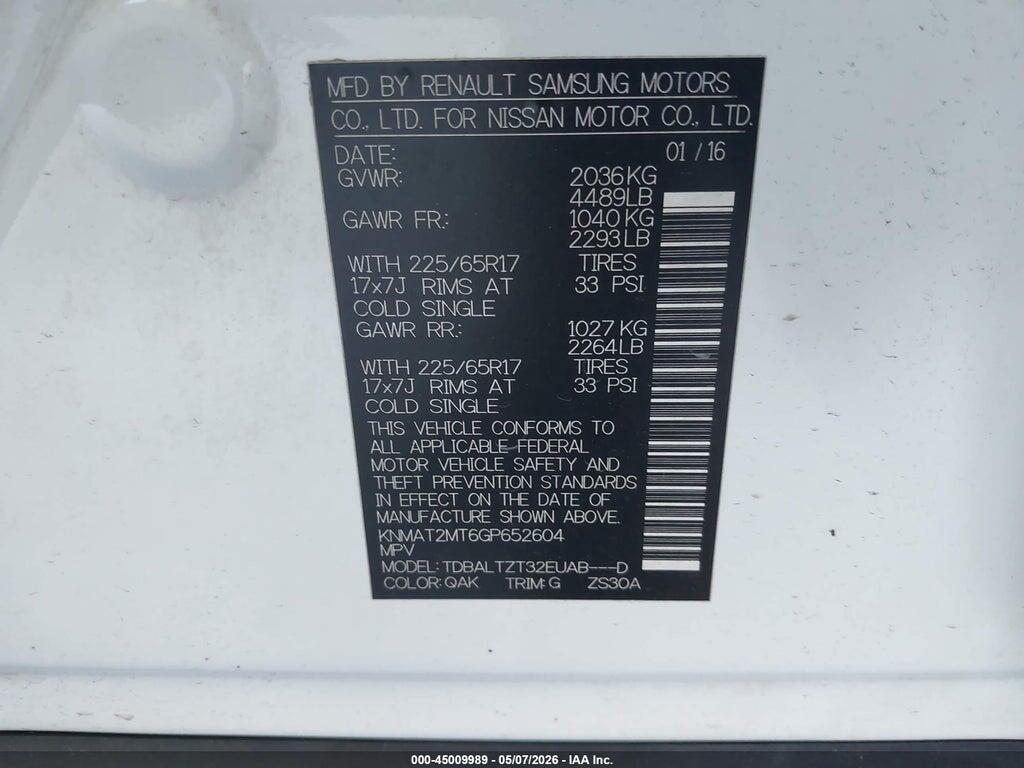 KNMAT2MT6GP652604 2016 NISSAN ROGUE photo no. 9