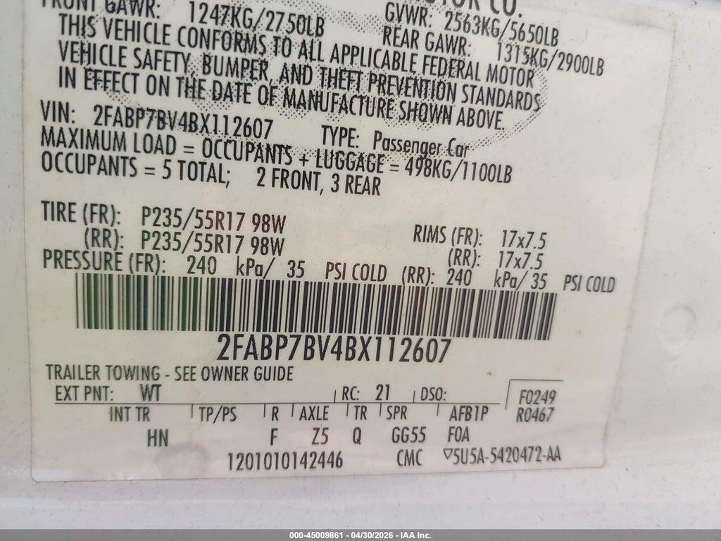 2FABP7BV4BX112607 2011 FORD CROWN VICTORIA photo no. 9