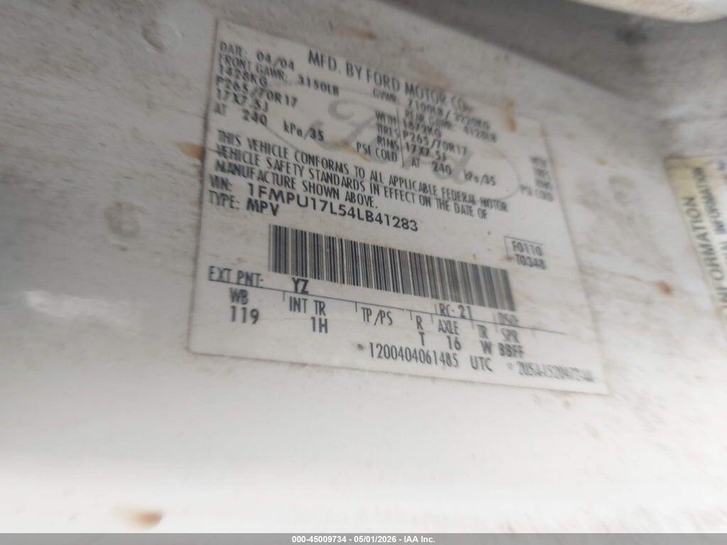 1FMPU17L54LB41283 2004 FORD EXPEDITION photo no. 9