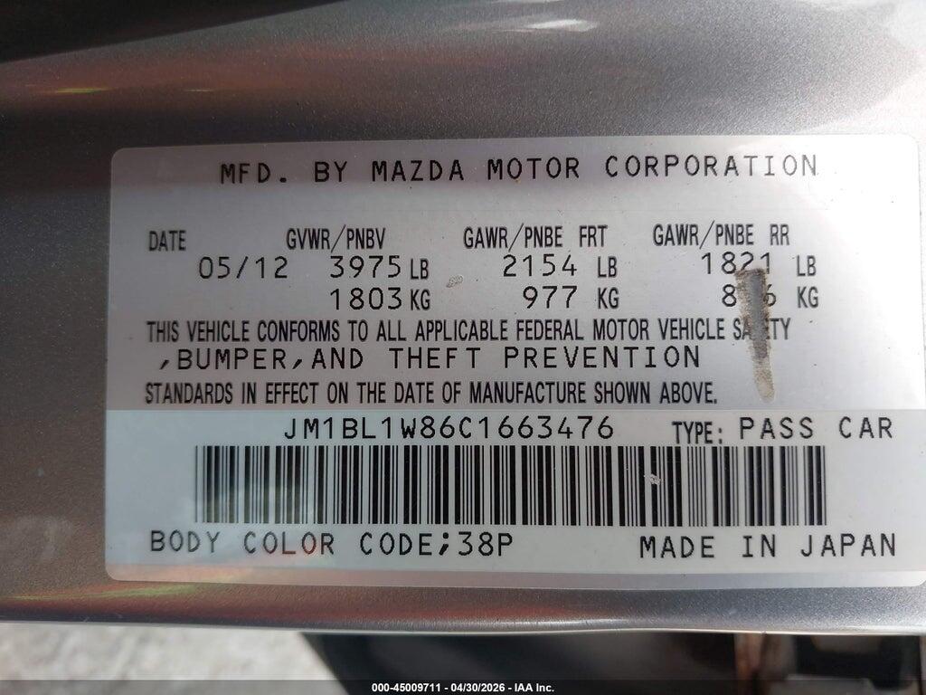JM1BL1W86C1663476 2012 MAZDA MAZDA3 photo no. 9