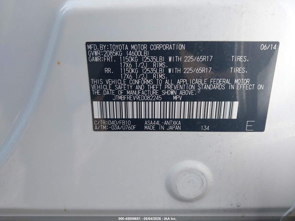 JTMBFREV9ED082245 2014 TOYOTA RAV4 photo no. 9