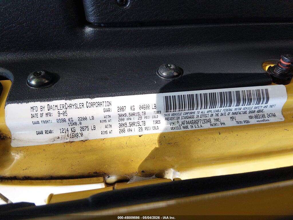 1J4FA44S06P719348 2006 JEEP WRANGLER photo no. 9
