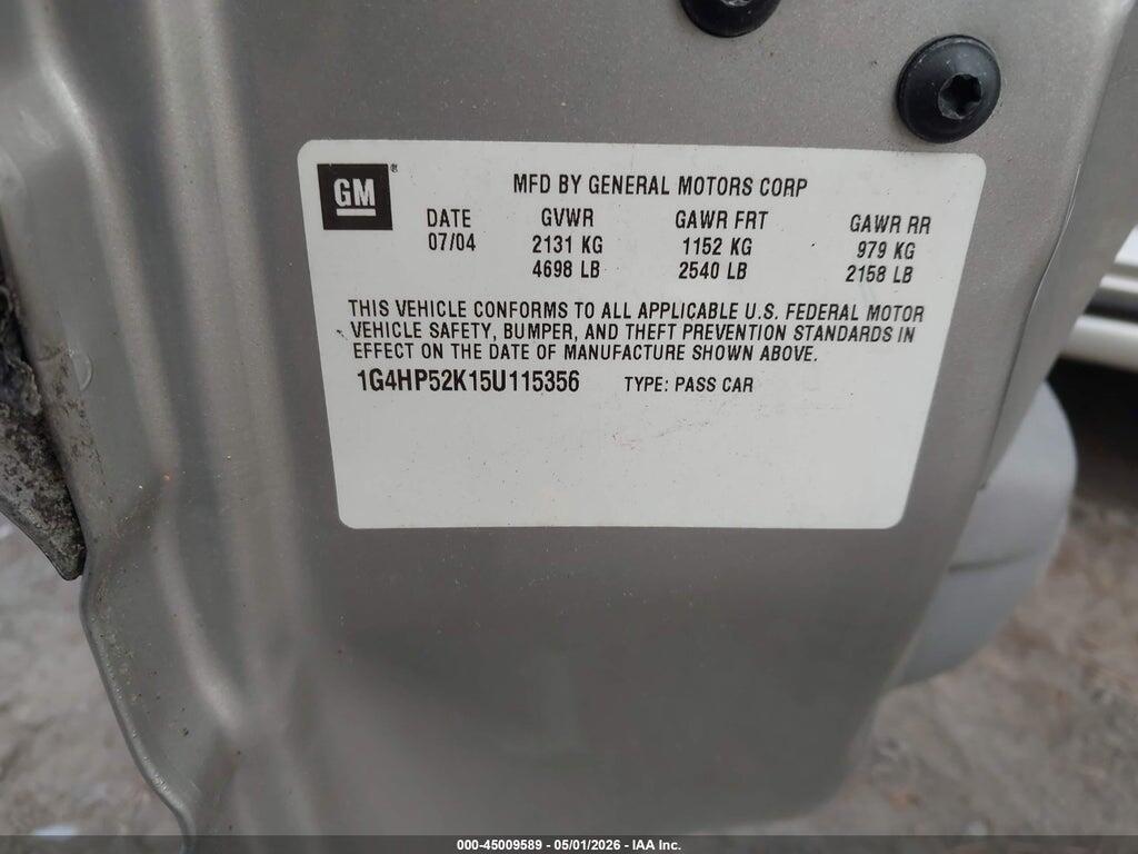 1G4HP52K15U115356 2005 BUICK LESABRE photo no. 9