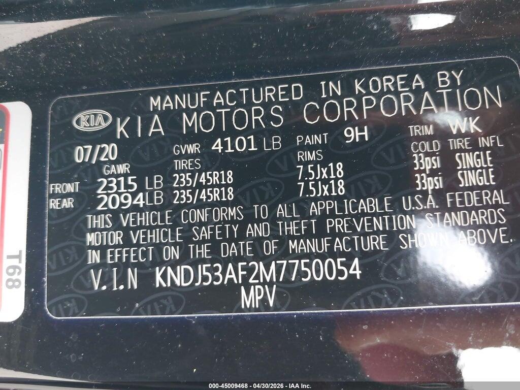 KNDJ53AF2M7750054 2021 KIA SOUL photo no. 9