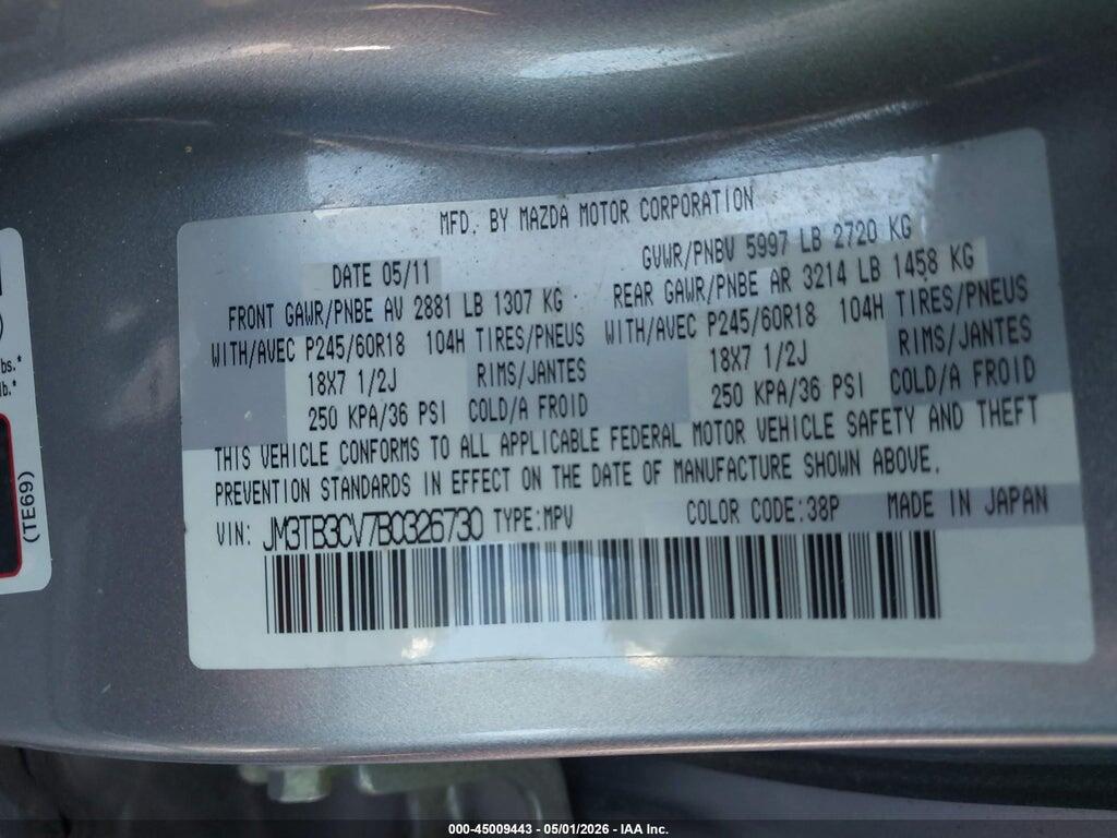 JM3TB3CV7B0326730 2011 MAZDA CX-9 photo no. 9