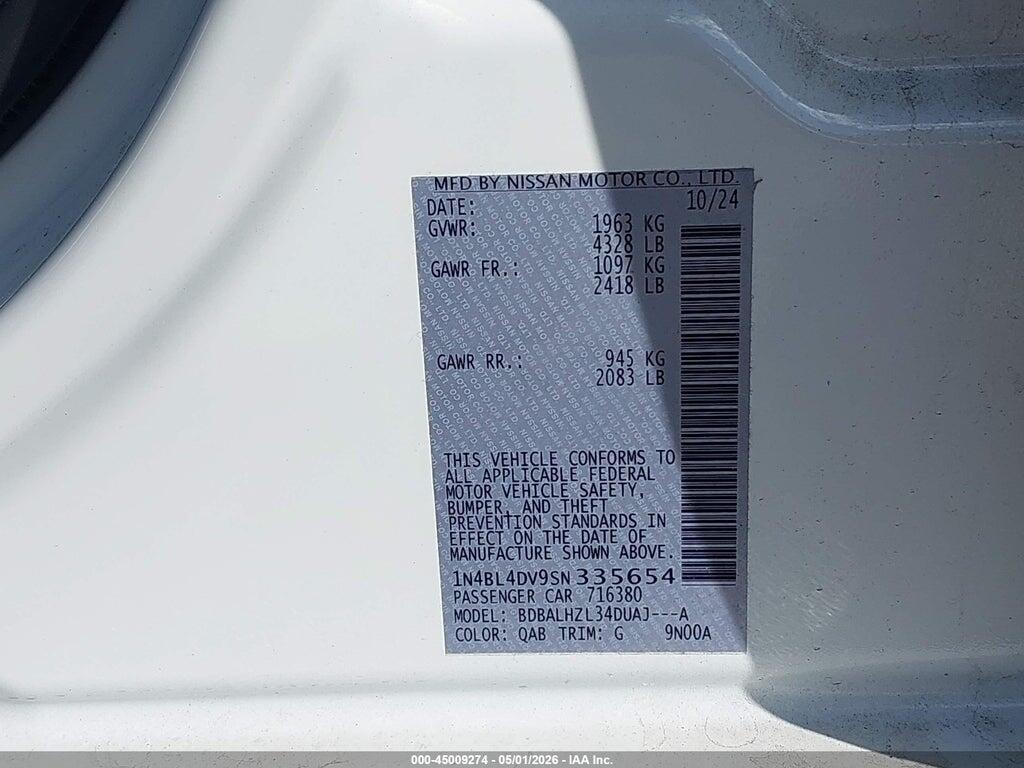 1N4BL4DV9SN335654 2025 NISSAN ALTIMA photo no. 9
