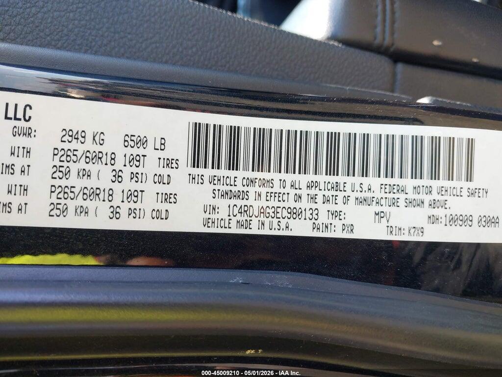 1C4RDJAG3EC980133 2014 DODGE DURANGO photo no. 9