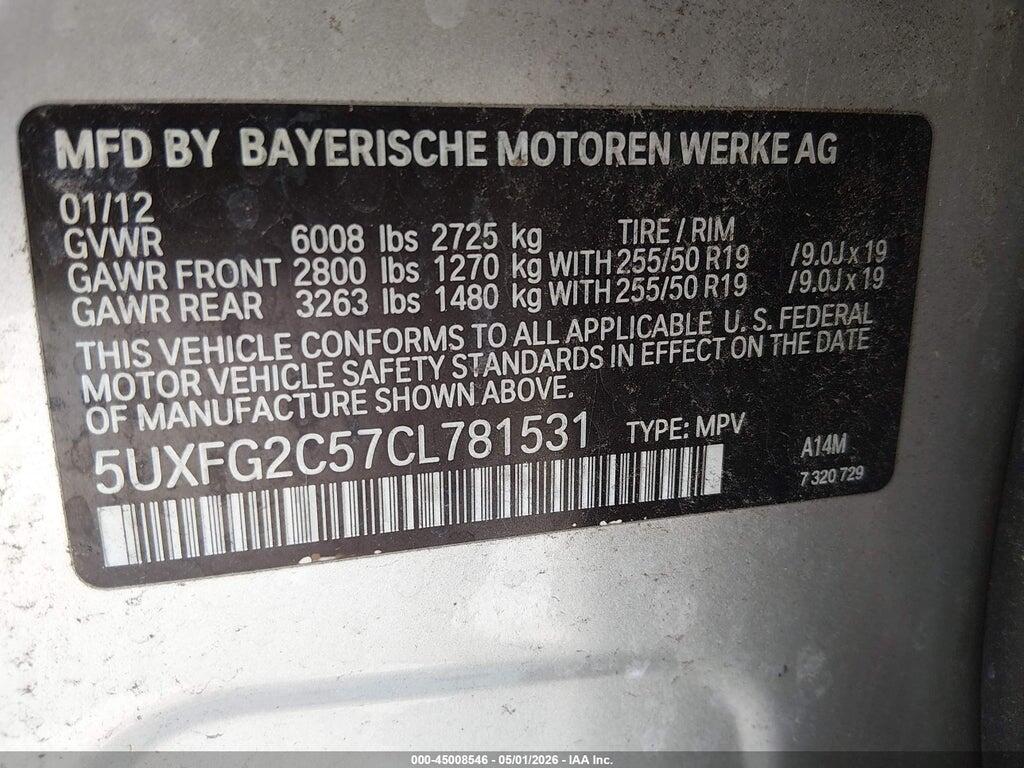 5UXFG2C57CL781531 2012 BMW X6 photo no. 9
