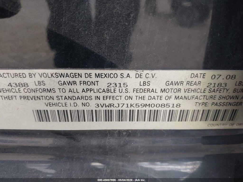 3VWRJ71K59M008518 2009 VOLKSWAGEN JETTA photo no. 9