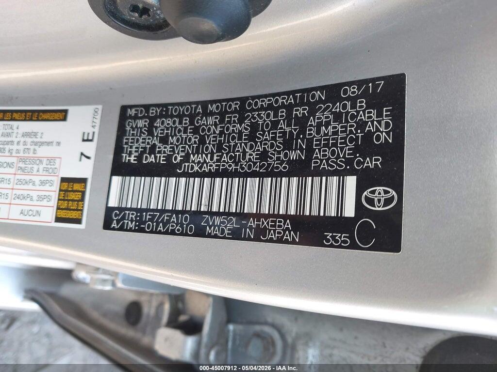 JTDKARFP9H3042756 2017 TOYOTA PRIUS PRIME photo no. 9