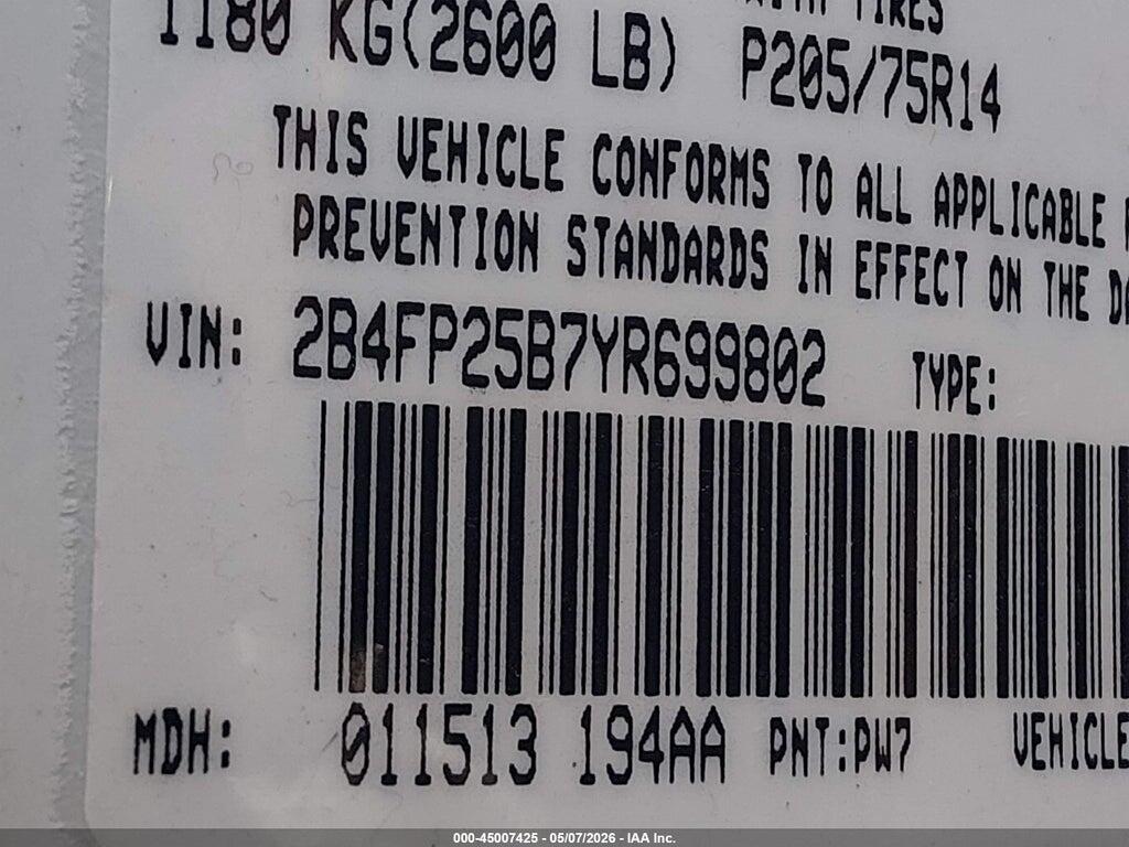 2B4FP25B7YR699802 2000 DODGE CARAVAN photo no. 9