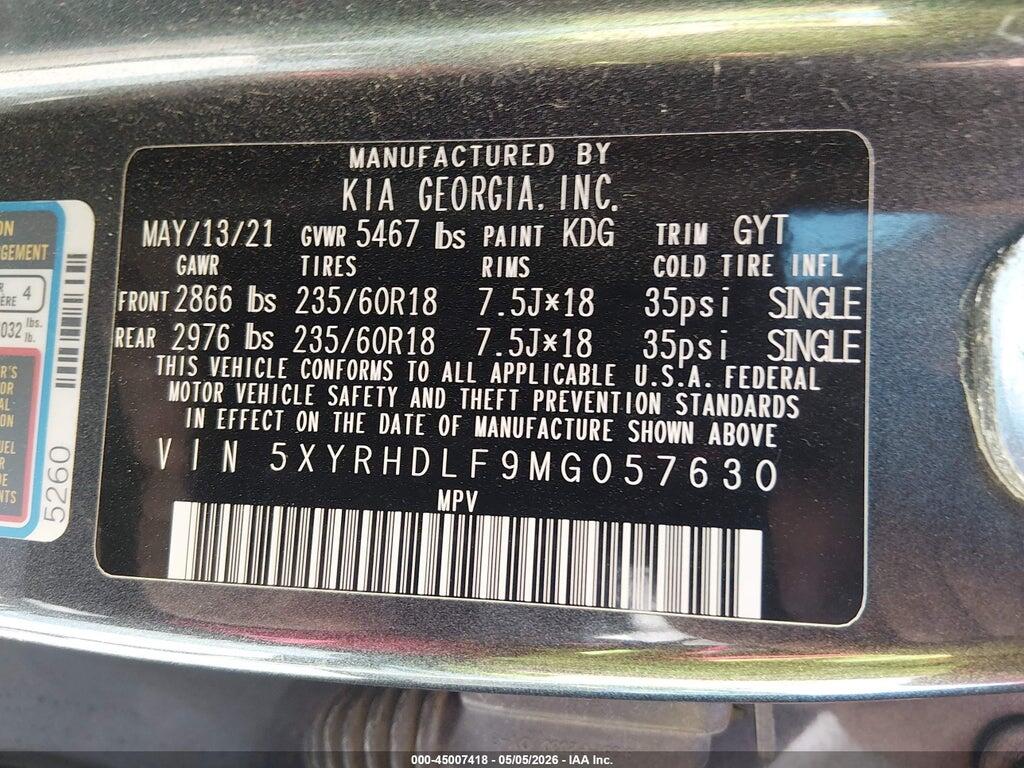 5XYRHDLF9MG057630 2021 KIA SORENTO photo no. 9
