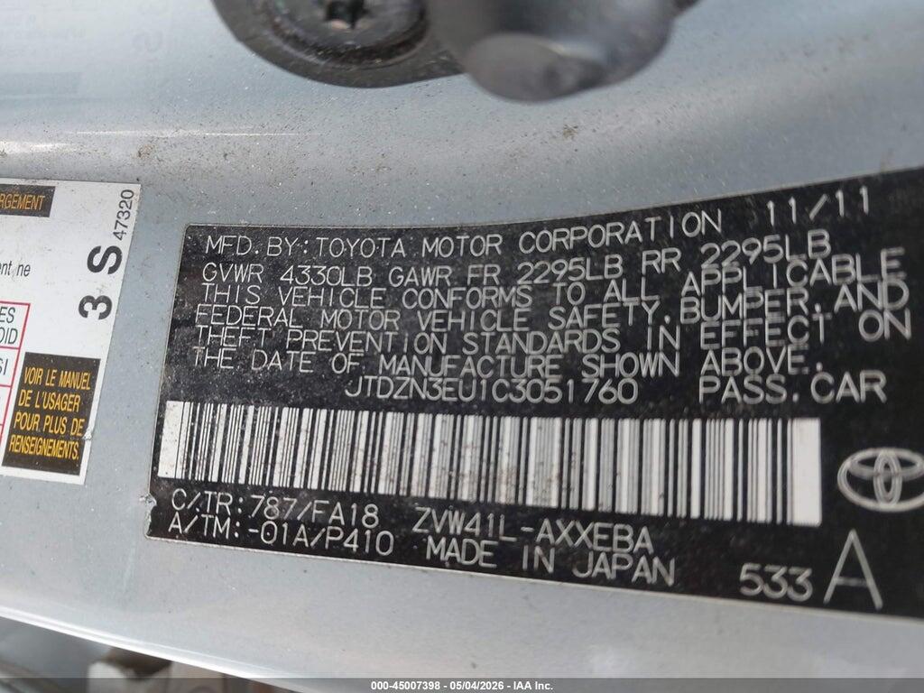 JTDZN3EU1C3051760 2012 TOYOTA PRIUS V photo no. 9