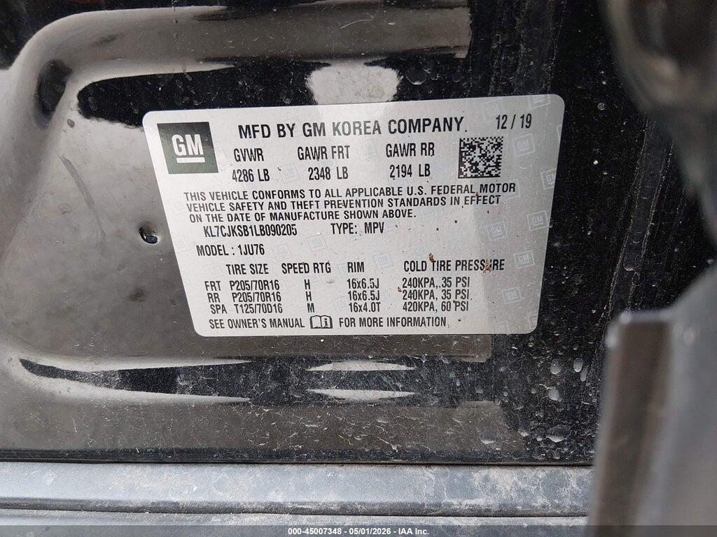 KL7CJKSB1LB090205 2020 CHEVROLET TRAX photo no. 9