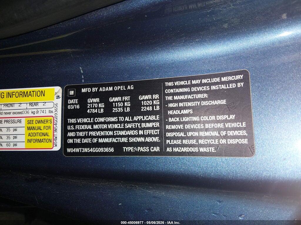 W04WT3N54GG093656 2016 BUICK CASCADA photo no. 9