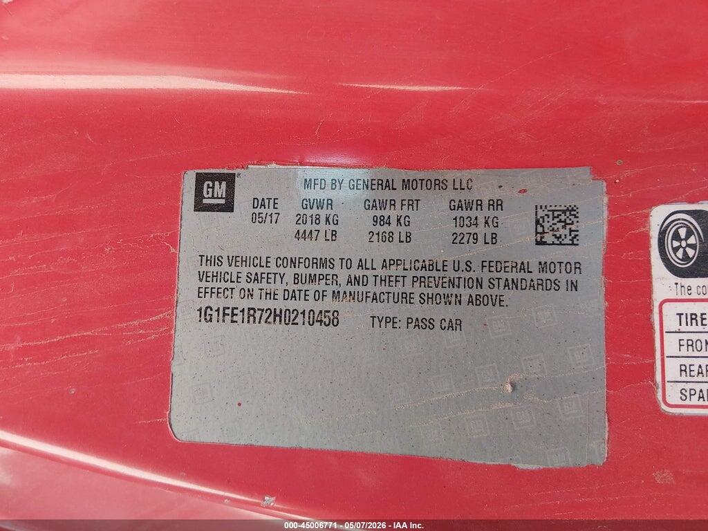 1G1FE1R72H0210458 2017 CHEVROLET CAMARO photo no. 9
