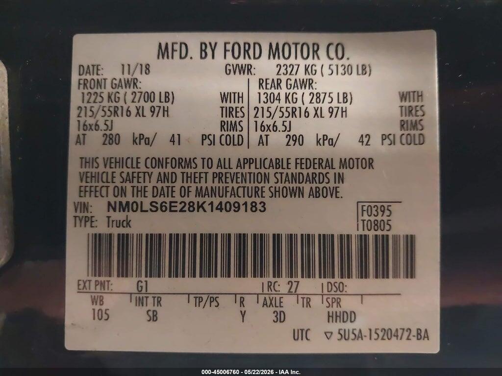 NM0LS6E28K1409183 2019 FORD TRANSIT CONNECT photo no. 9