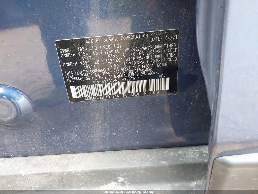 4S4BTANC1M3207554 2021 SUBARU OUTBACK photo no. 9