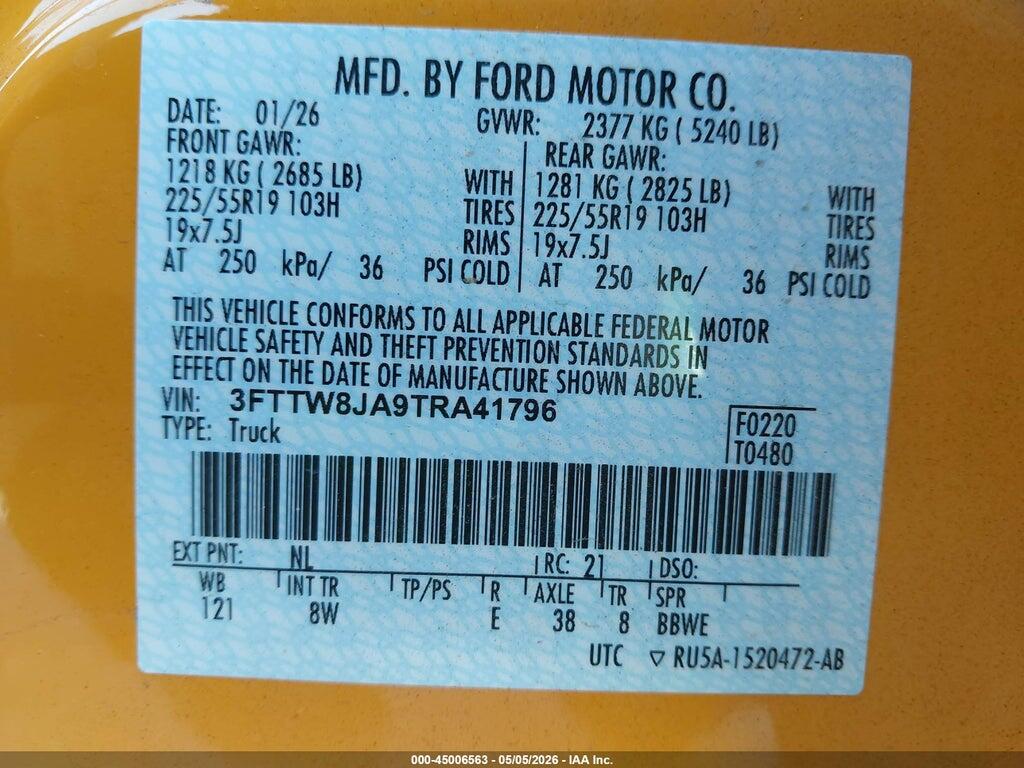 3FTTW8JA9TRA41796 2026 FORD MAVERICK photo no. 9
