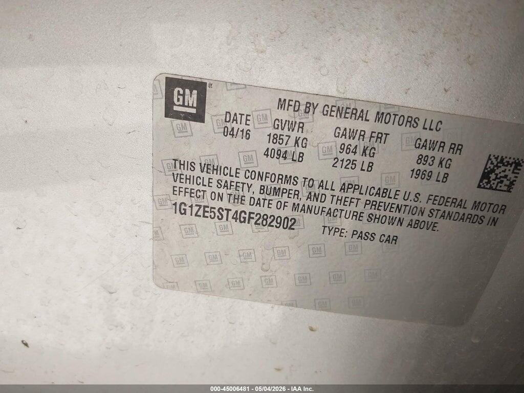 1G1ZE5ST4GF282902 2016 CHEVROLET MALIBU photo no. 9