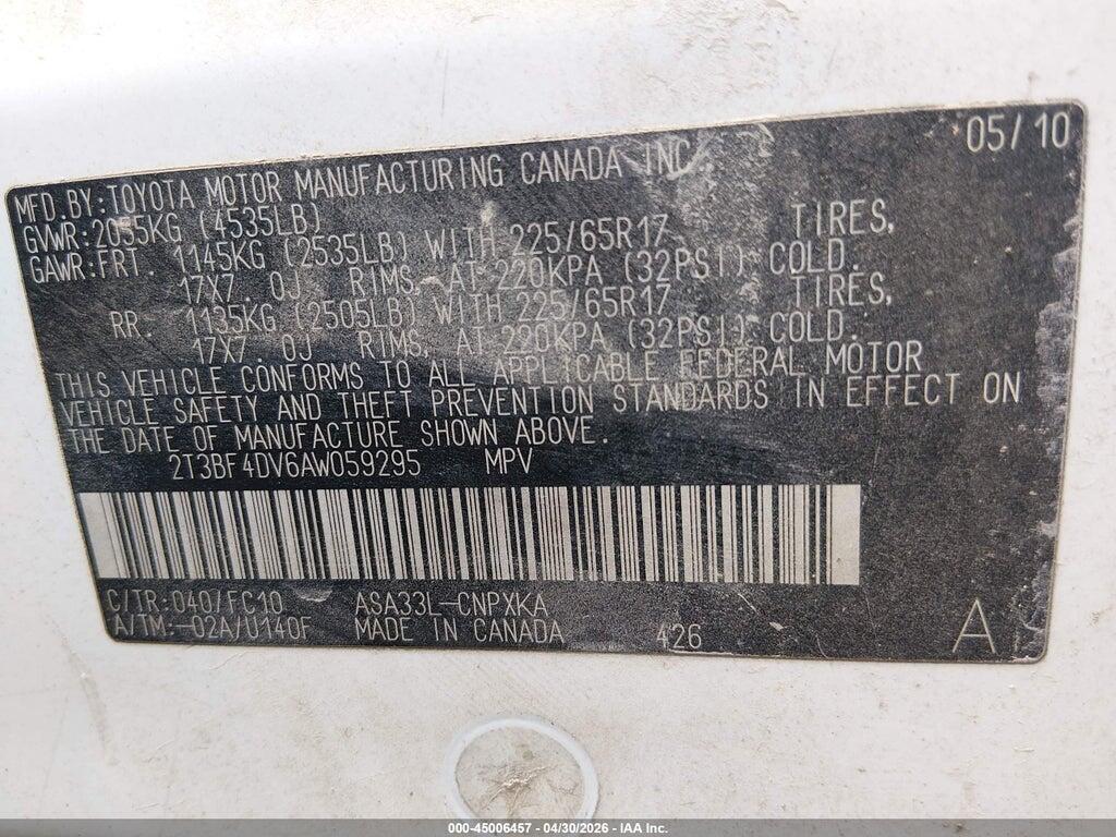 2T3BF4DV6AW059295 2010 TOYOTA RAV4 photo no. 9