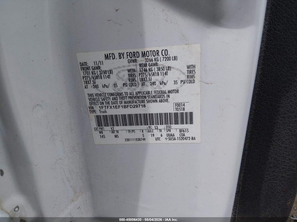 1FTFX1EF1BFD29718 2011 FORD F-150 photo no. 9