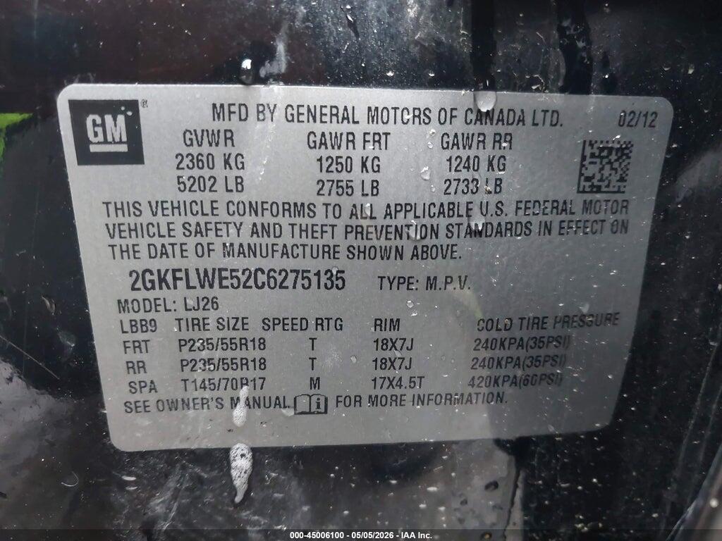 2GKFLWE52C6275135 2012 GMC TERRAIN photo no. 9