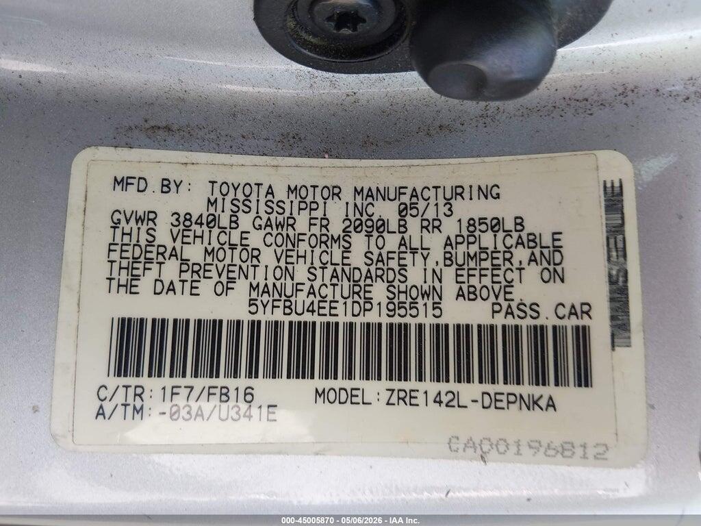 5YFBU4EE1DP195515 2013 TOYOTA COROLLA photo no. 9