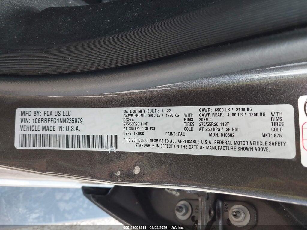 1C6RRFFG1NN235979 2022 RAM 1500 photo no. 9