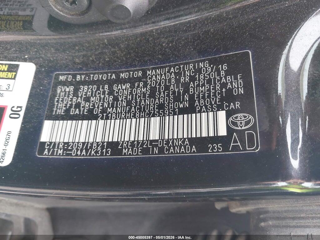 2T1BURHE8HC755951 2017 TOYOTA COROLLA photo no. 9