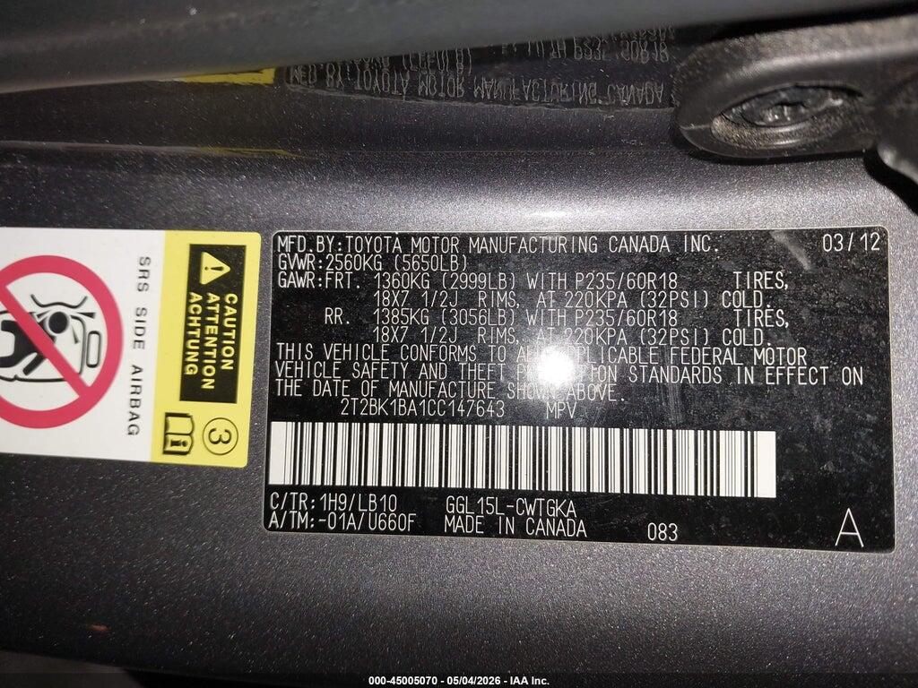 2T2BK1BA1CC147643 2012 LEXUS RX 350 photo no. 9