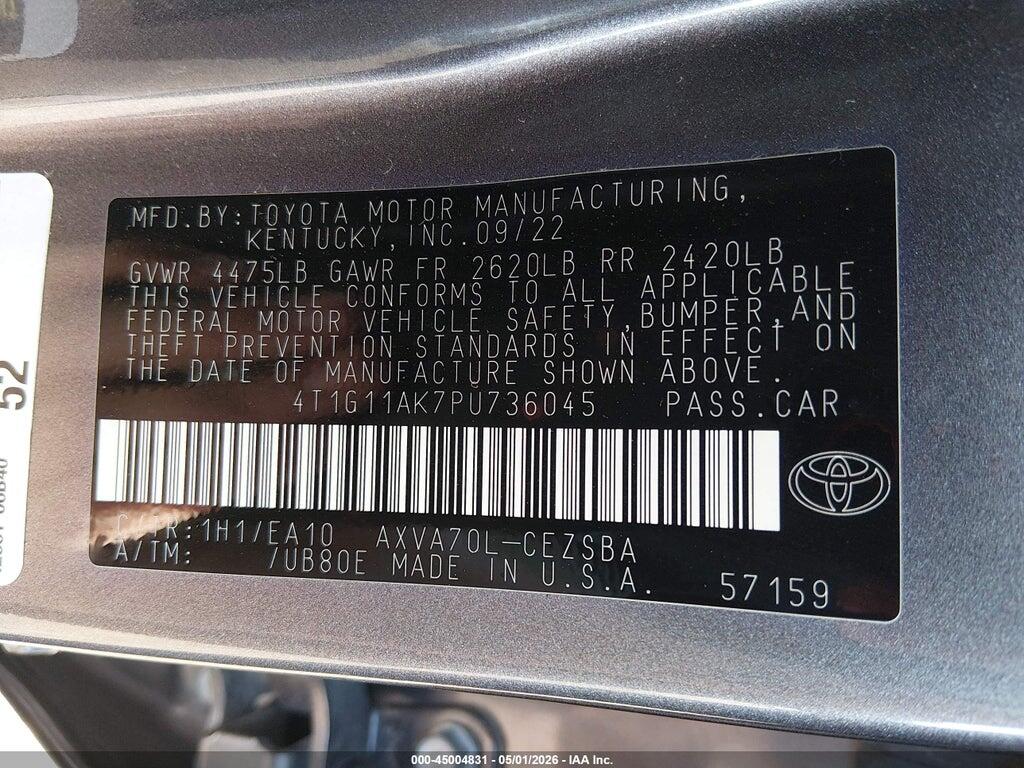 4T1G11AK7PU736045 2023 TOYOTA CAMRY photo no. 9