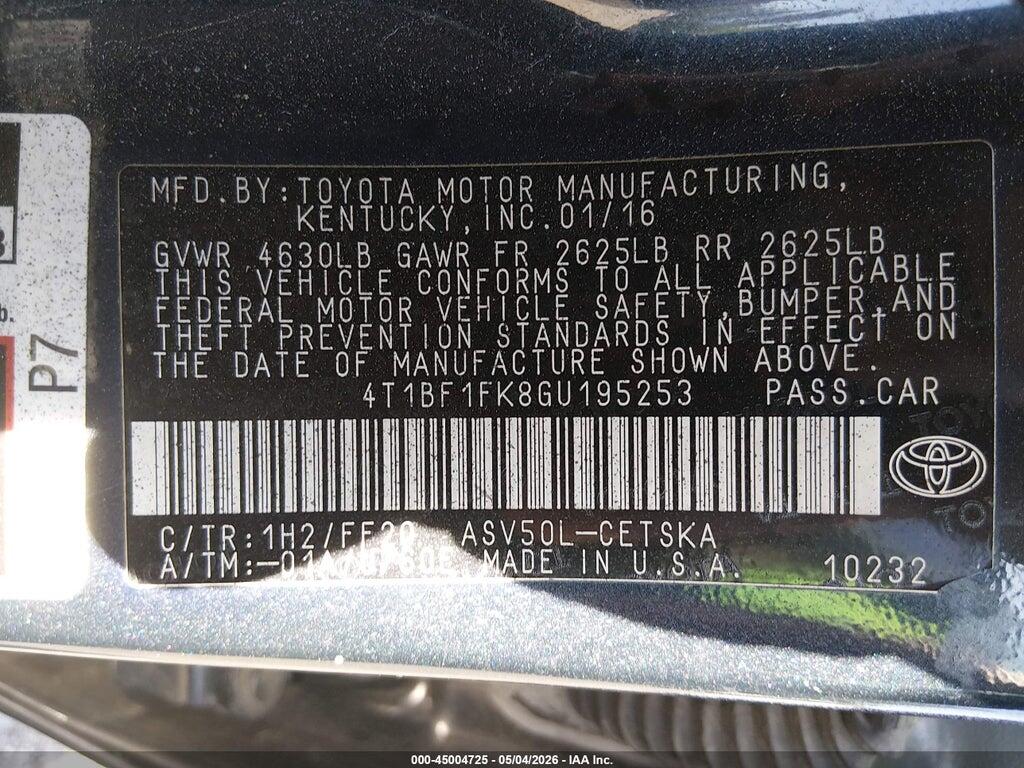 4T1BF1FK8GU195253 2016 TOYOTA CAMRY photo no. 9