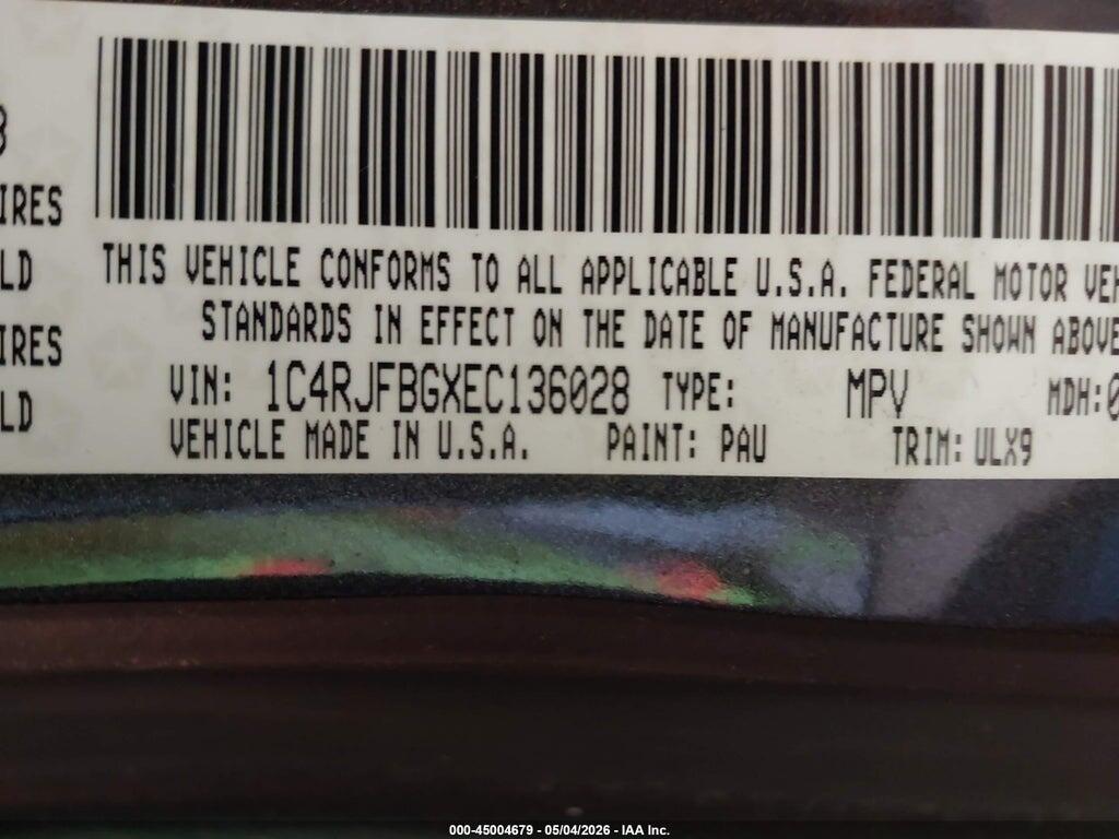 1C4RJFBGXEC136028 2014 JEEP GRAND CHEROKEE photo no. 9