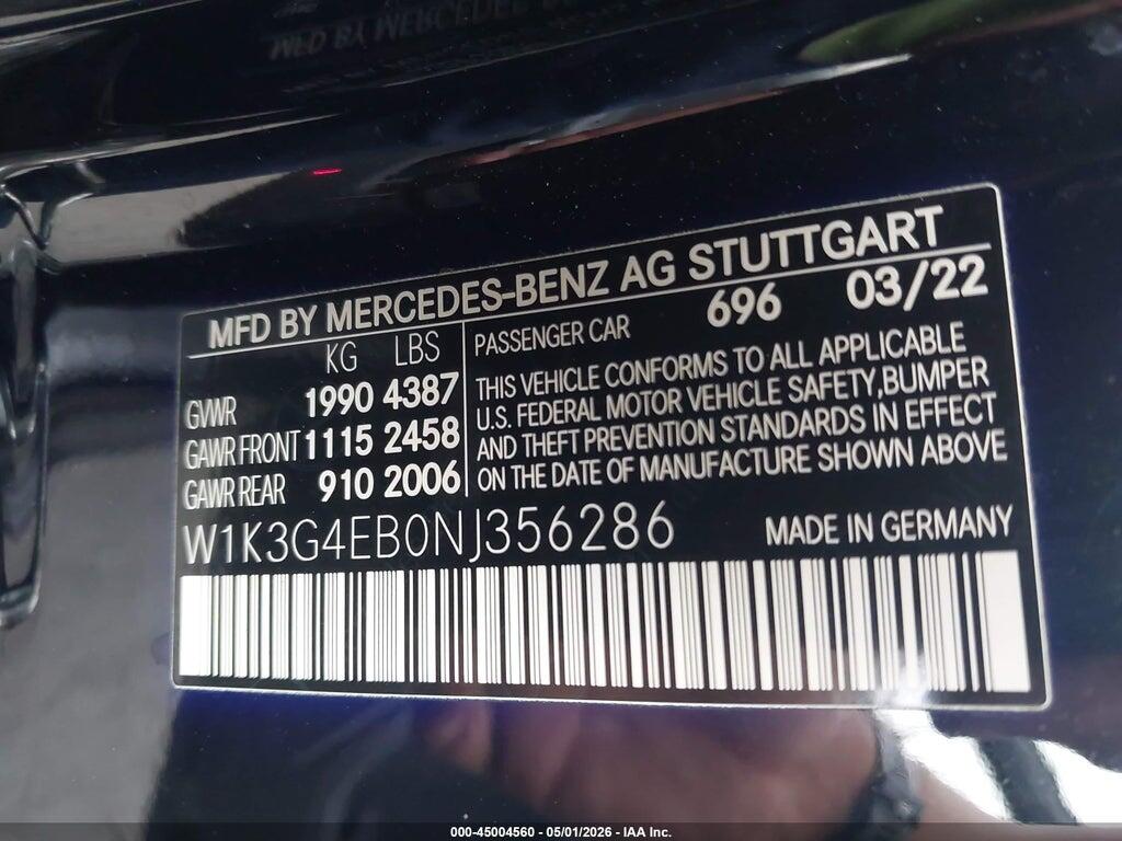 W1K3G4EB0NJ356286 2022 MERCEDES-BENZ A 220 photo no. 9