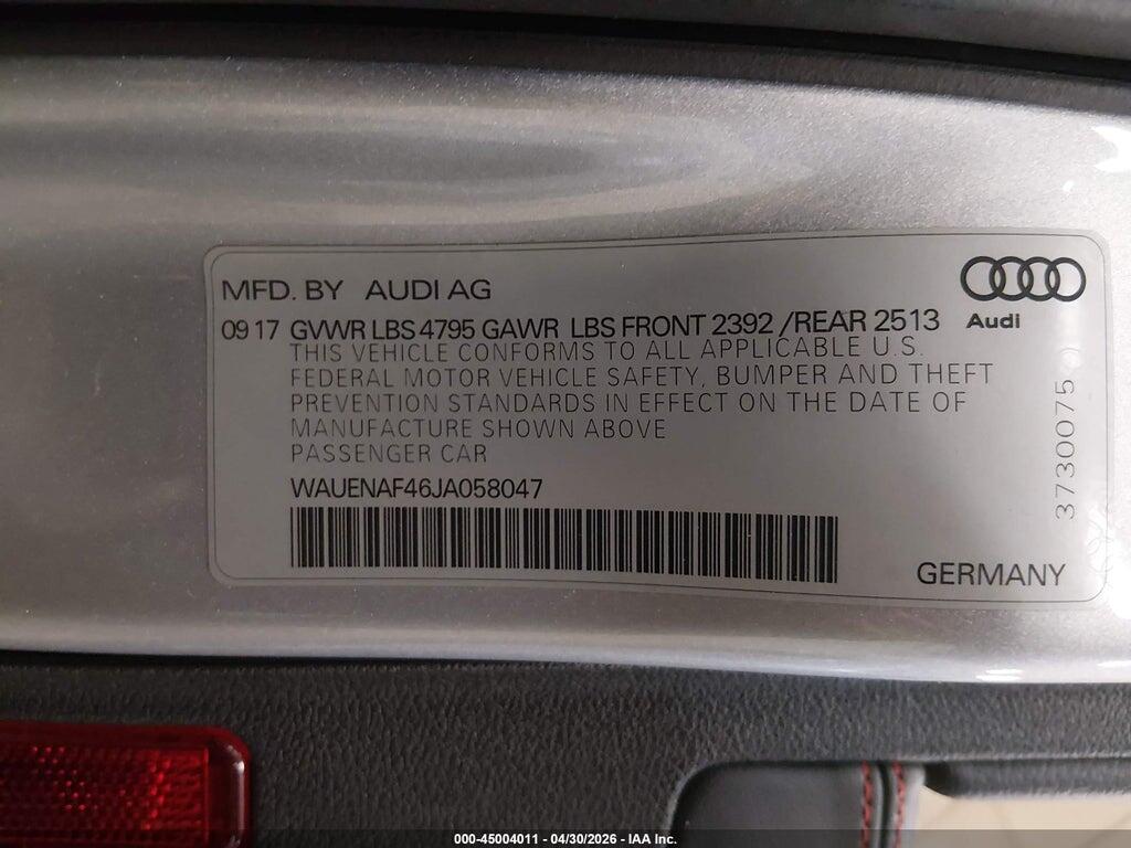 WAUENAF46JA058047 2018 AUDI A4 photo no. 9