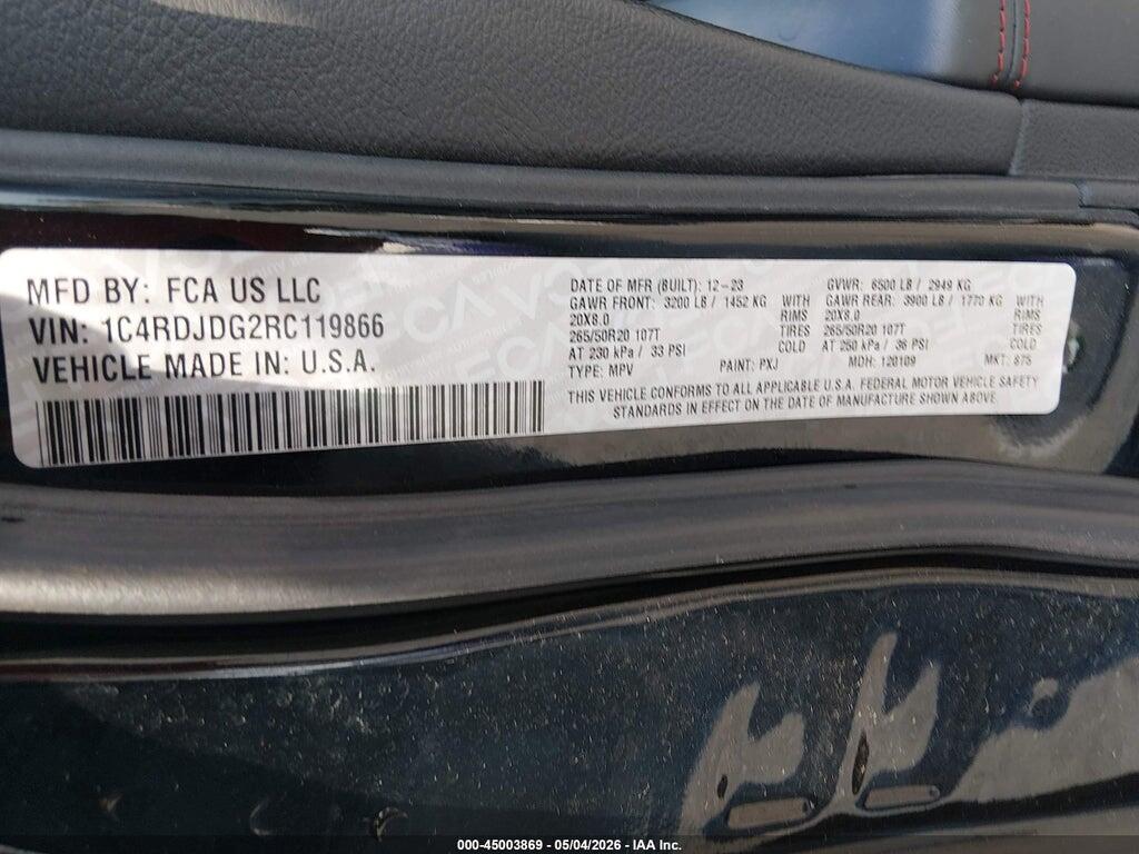 1C4RDJDG2RC119866 2024 DODGE DURANGO photo no. 9