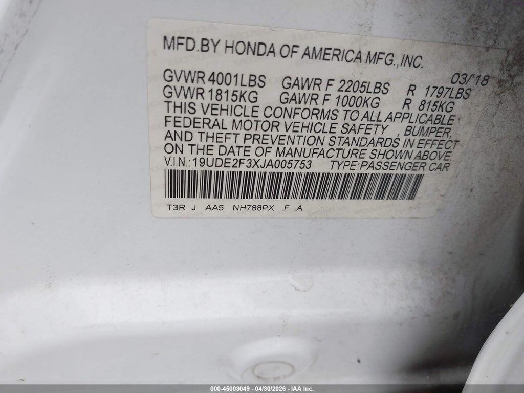 19UDE2F3XJA005753 2018 ACURA ILX photo no. 9