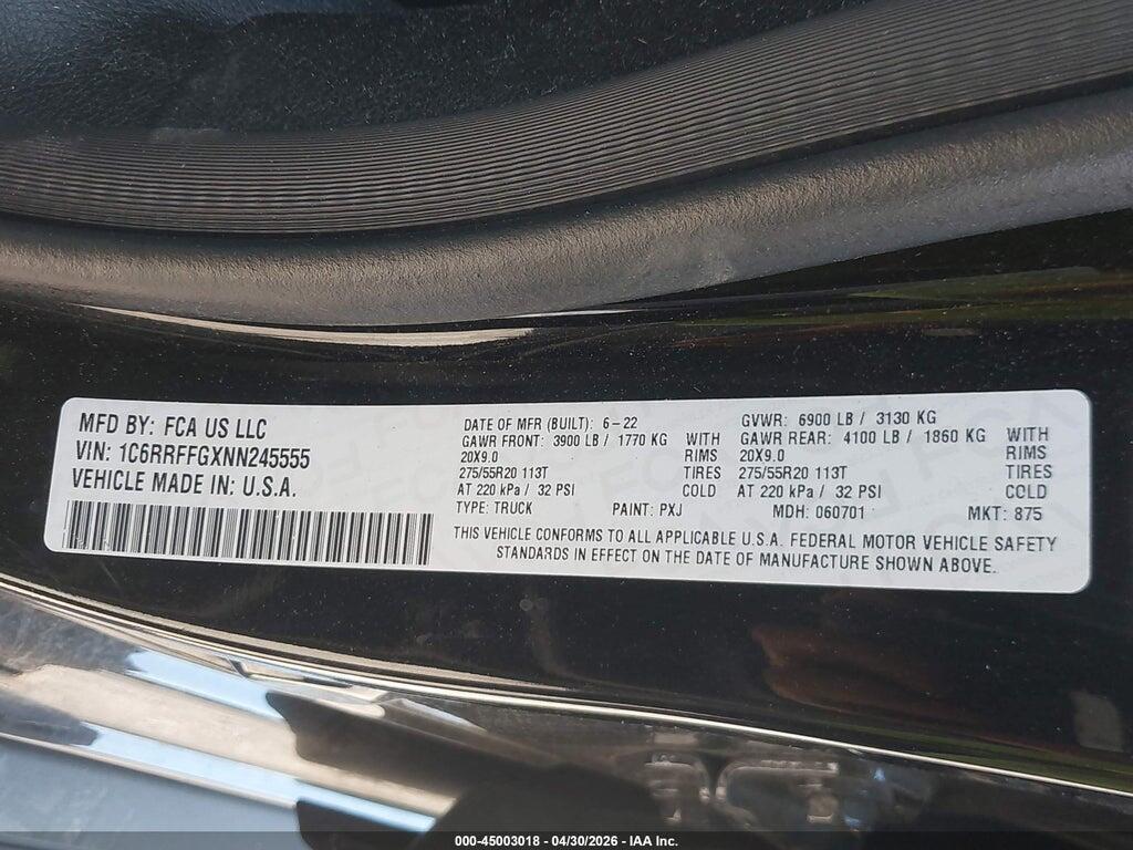 1C6RRFFGXNN245555 2022 RAM 1500 photo no. 9