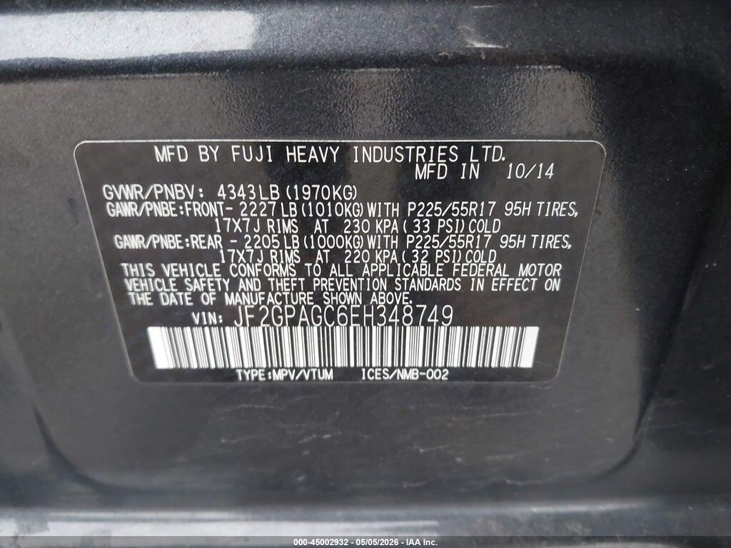 JF2GPAGC6EH348749 2014 SUBARU XV CROSSTREK photo no. 9