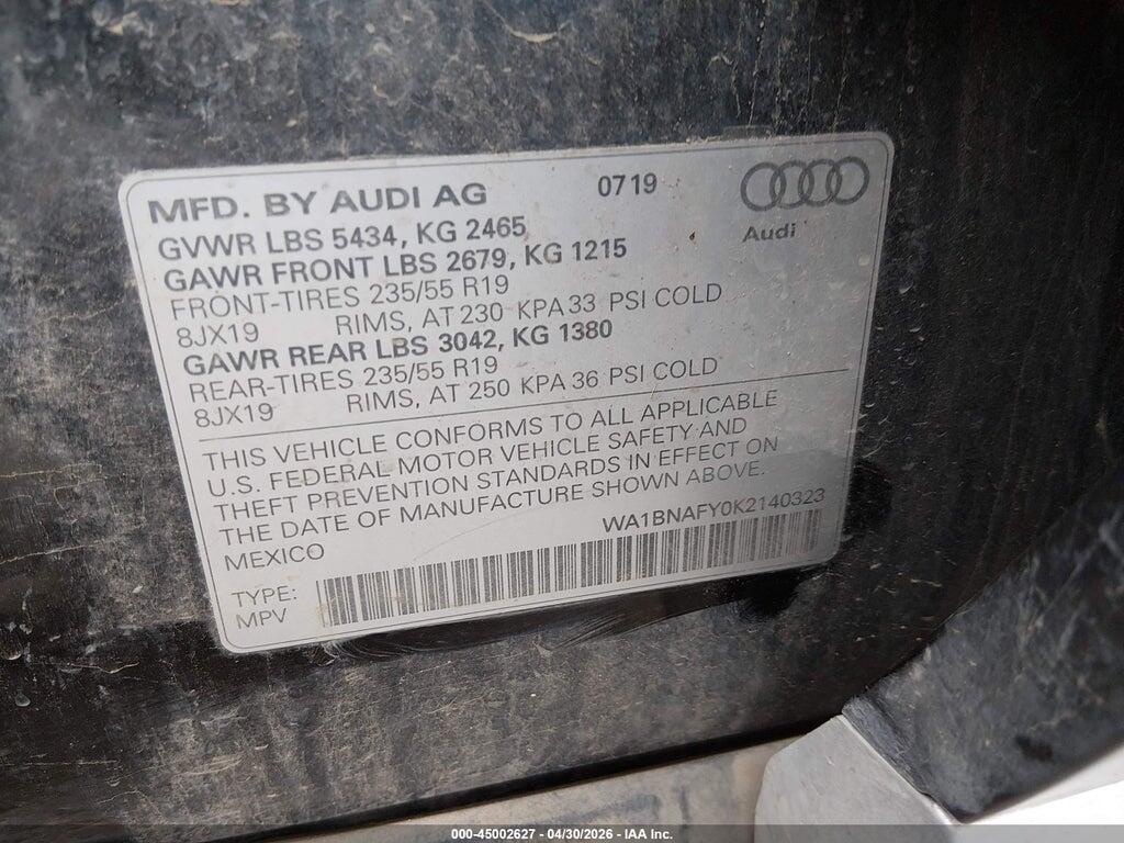 WA1BNAFY0K2140323 2019 AUDI Q5 photo no. 9