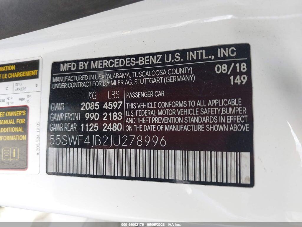 55SWF4JB2JU278996 2018 MERCEDES-BENZ C 300 photo no. 9
