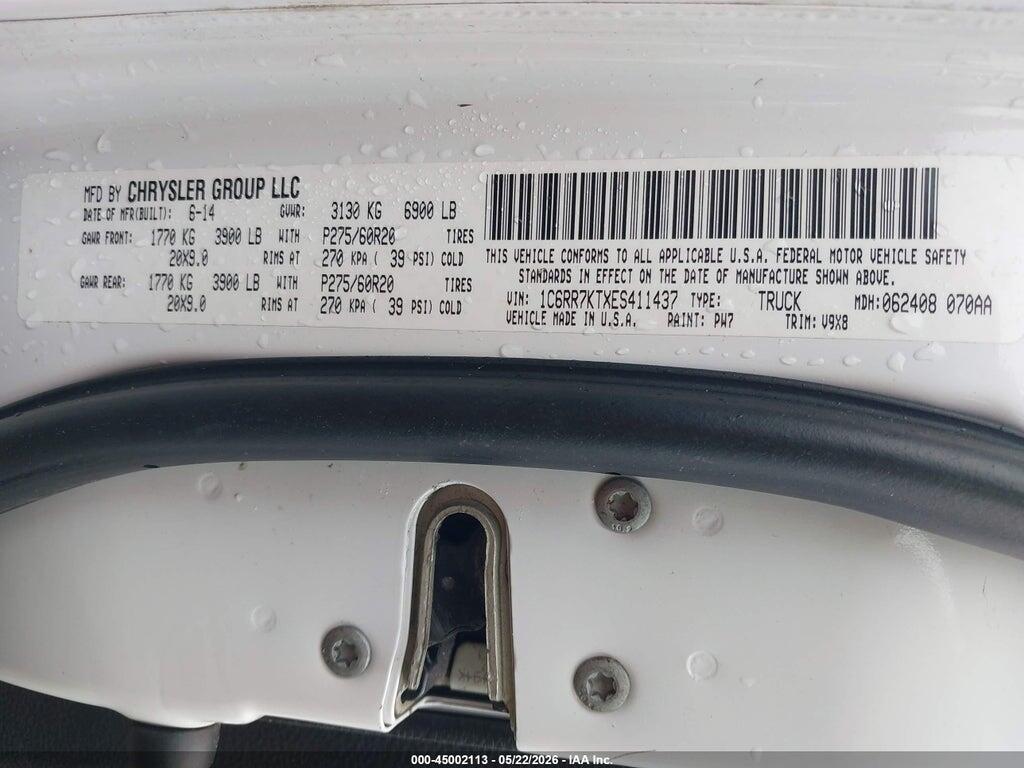 1C6RR7KTXES411437 2014 RAM 1500 photo no. 9