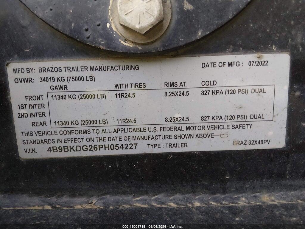 4B9BKDG26PH054227 2023 BRAZOS TRAILERS END DUMP TRAILER photo no. 9