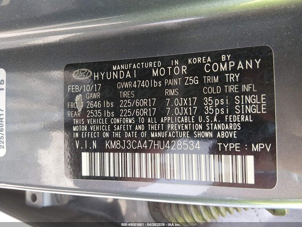 KM8J3CA47HU428534 2017 HYUNDAI TUCSON photo no. 9